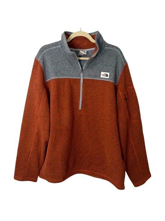 The North Face Other - The North Face Mens XL Fleece Pullover 1/4 Zip Rust Orange & Gray Logo